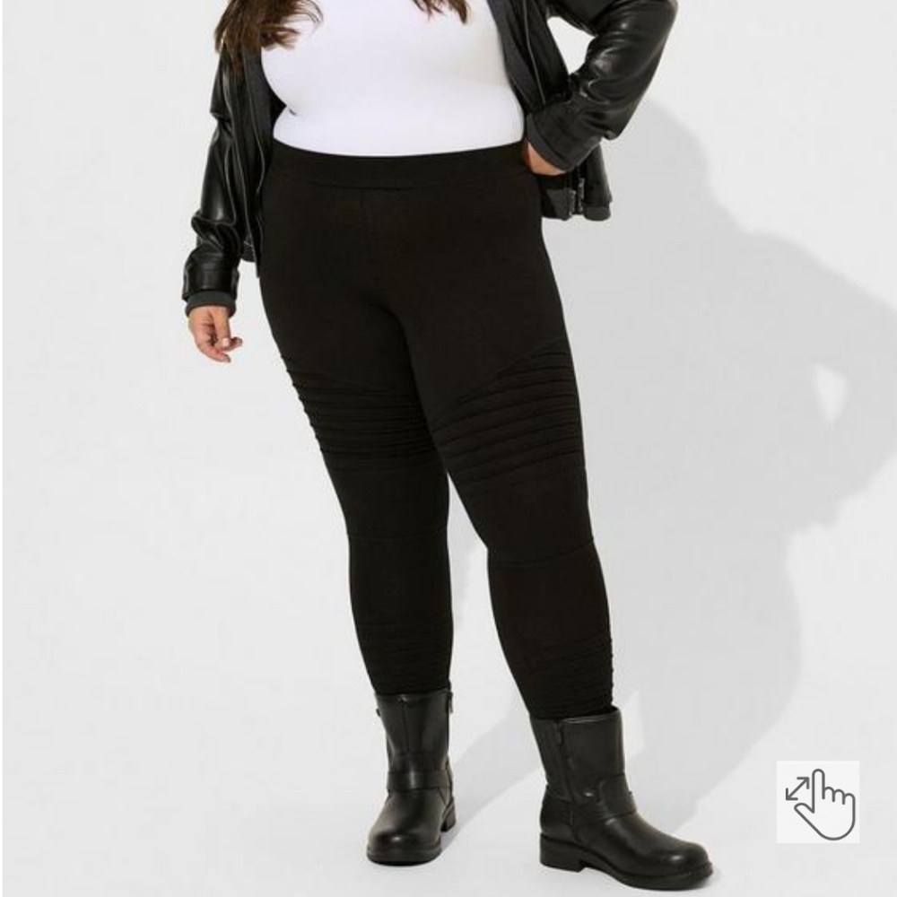 Torrid full-length signature waist moto leggings black  faux leather foil 2 2X